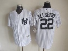 New York Yankees #22 Jacoby Ellsbury White Strips New Fabric Cool Base Jerseys