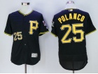 Pittsburgh Pirates #25 Gregory Polanco Black Button Down Flexbase Jerseys