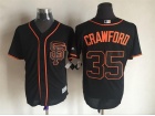 San Francisco Giants #35 Brandon Crawford Black SF Cool Base Jerseys