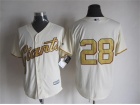 San Francisco Giants #28 Buster Posey Cream Golden Name Cool Base Jerseys