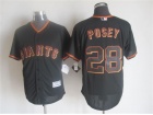 San Francisco Giants #28 Buster Posey Black New Fabric Cool Base Jerseys