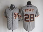 San Francisco Giants #28 Buster Posey Gray SF New Cool Base Jerseys