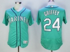 Seattle Mariners #24 Ken Griffey Jr Green with 2016 Hall of Fame Patch Flexbase Jerseys