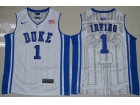 Duke Blue Devils #1 Kyrie Irving White V Neck Elite College Basketball Jerseys