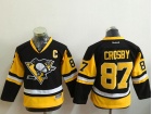 Youth Pittsburgh Penguins #87 Sidney Crosby Black Yellow Hockey Jersey