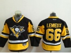 Youth Pittsburgh Penguins #66 Mario Lemieux Black Yellow Hockey Jersey