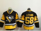 Youth Pittsburgh Penguins #58 Kristopher Letang Black Yellow Hockey Jersey