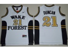 Wake Forest Demon Deacons #21 Tim Duncan White NCAA Basketball Jerseys