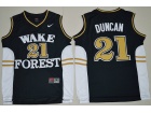 Wake Forest Demon Deacons #21 Tim Duncan Black NCAA Basketball Jerseys