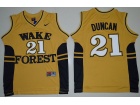 Wake Forest Demon Deacons #21 Tim Duncan Gold NCAA Basketball Jerseys