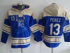 Kansas City Royals #13 Salvador Perez Blue Baseball Hoodie