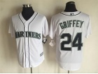 Seattle Mariners #24 Ken Griffey Jr White New Fabric Cool Base Jerseys