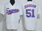 Montreal Expos #51 Randy Johnson White Pinstrip Throwback Baseball Jerseys