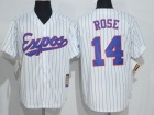 Montreal Expos #14 Pete Rose White Strip 1982 Throwback Jerseys