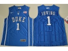 Duke Blue Devils #1 Kyrie Irving Blue ACC Patch NCAA Authentic Basketball Performance Jersey