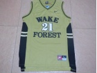 Wake Forest Jersey #21 Tim Duncan Yellow Stitched College Basketball Jersey