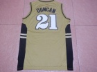 Wake Forest Jersey #21 Tim Duncan Yellow Stitched College Basketball Jersey