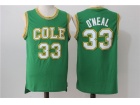 Cole High School #33 Shaquille O'Neal Green Stitched Throwback Basketball Jersey