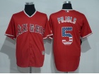 Los Angeles Angels #5 Albert Pujols Red USA Flag Cool Base Jerseys