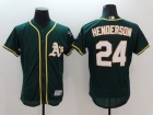 Oakland Athletics #24 Rickey Henderson Green Flex Base Jerseys