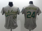 Oakland Athletics #24 Rickey Henderson Grey Flex Base Jerseys