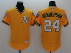 Oakland Athletics #24 Rickey Henderson Yellow Flex Base Jerseys