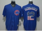 Chicago Cubs #12 Kyle Schwarber Blue USA Flag Cool Base Jerseys