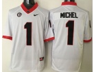 Georgia Bulldogs #1 Sony Michel White College Football Jerseys