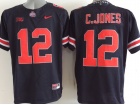 Ohio State Buckeyes #12 C.Jones Black Red Number Limited College Football Jersey