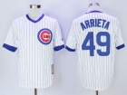 Chicago Cubs #49 Jake Arrieta White Strips Pullover Throwback Cool Base Jerseys