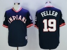 Cleveland Indians #19 Bob Feller Blue Turn Back Pullover Jerseys