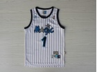 Orlando Magic #1 Tracy McGrady White Strips Stitched Basketball Jersey