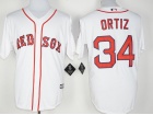 Boston Red Sox #34 David Ortiz White With Retirement Patch Jersey