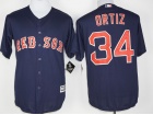 Boston Red Sox #34 David Ortiz Blue With Retirement Patch Jersey