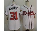 Atlanta Braves #31 Greg Maddux White 1995 Throwback Baseball Jersey