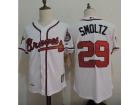 Atlanta Braves #29 John Smoltz White 1995 Throwback Baseball Jersey