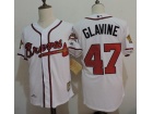 Atlanta Braves #47 Tom Glavine White 1995 Throwback Baseball Jersey