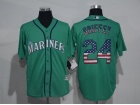 Seattle Mariners #24 Ken Griffey Jr Green USA Flag Cool Base Jerseys