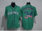 Seattle Mariners #34 Felix Hernandez Green USA Flag Cool Base Jerseys