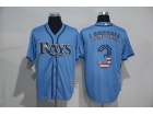 Tampa Bay Rays #3 Evan Longoria Baby Blue USA Flag Cool Base Jerseys