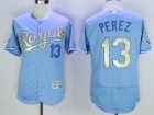 Kansas City Royals #13 Salvador Perez Blue Gold Program World Series Champions Flexbase Jersey