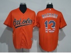 Baltimore Orioles #13 Manny Machado Orange USA Flag Cool Base Jerseys