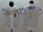 Kansas City Royals #5 George Brett World Series Champions White Gold Program Flexbase Jersey