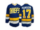 Hanson Brothers Charlestown CHIEFS Ice Hockey Jerseys Blue #17 Steve Hanson Jersey