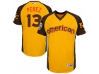 Men's Kansas City Royals Salvador #13 Perez Majestic Yellow 2016 MLB All-Star Game Cool Base Batting...