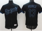 Kansas City Royals #13 Salvador Perez Black Lights Out Baseball Jersey