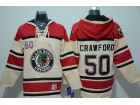 Chicago Blackhawks #50 Corey Rawford Cream Hockey Hoodie