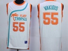 Flint Tropics #55 Vakidis White Semi-Pro Movie Basketball Jersey