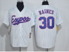 Montreal Expos #30 Raines White blue strip M&N Jerseys