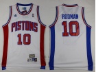 Detroit Pistons #10 Dennis Rodman White Hardwood Classics Swingman Jerseys